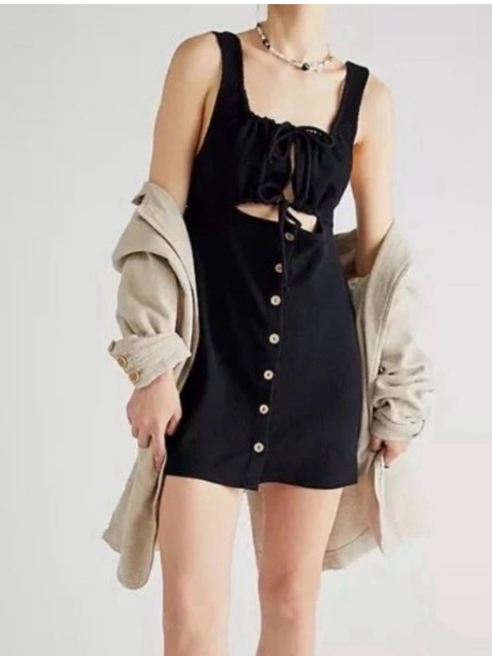 FREE PEOPLE FP BEACH Olivia Ribbed Cut-Out Mini Dress -New With Tags!